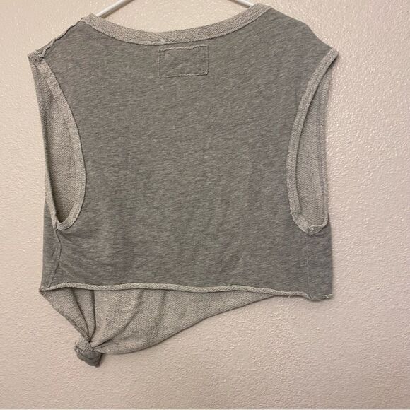Free People Fresh to Def Pullover front tie crop oversized tank Heather Gray XS - Picture 3 of 8